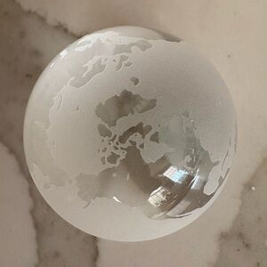Tiffany & Co. Frosted Glass World /Globe Paperweight